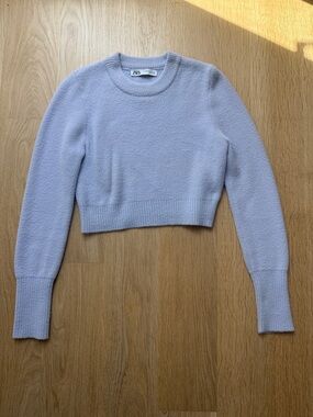 Zara Pastel Lilac Crewneck Cropped Sweater